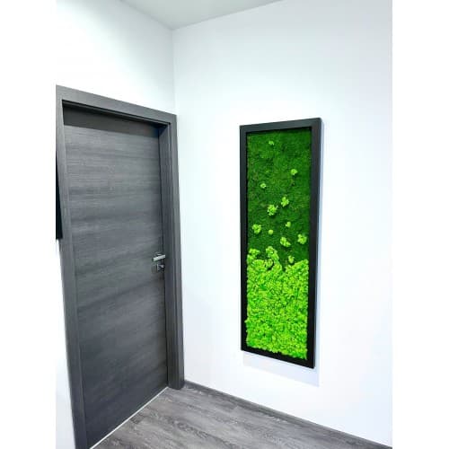 Mechový obraz z plochého a sobího mechu 150*50cm - dřevěný rám černý 1